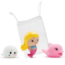 예꼬맘 LED 목욕놀이 완구 3종 + 그물망 C세트, 인어공주(핑크), 물개(화이트), 돌고래(핑크), 1세트 완구_취미/신생아/영아완구 반품 최저가 9,880원