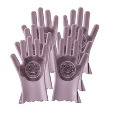 해밀 실용적인 심플한 실리콘 수세미 고무장갑 양손세트, 퍼플, 3개 주방용품/고무장갑 반품 최저가 6,990원
