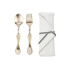 호담 방짜유기 스푼 + 포크 + 순면 수저집 세트, 아이보리(수저집), 스푼 + 포크 + 수저집 출산/유아동/이유용품/유아식기 반품 최저가 23,400원
