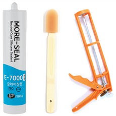 글레이징용 실리콘 실란트 투명 + 대나무 헤라 + 실리콘 건 주황, 1세트 홈인테리어/셀프인테리어 반품 최저가 7,460원