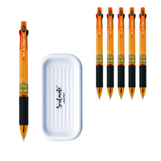 자바펜 제트 3볼 펜 0.38mm 6p + 펜트레이 세트, 옐로우(볼펜), 랜덤발송(펜트레이), 1세트 문구/오피스/필기류 반품 최저가 9,140원