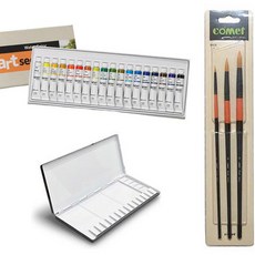 아트시크릿 수채화물감 + 수채팔레트 20칸 + 수채화붓 3종 세트, 18색 문구/오피스/미술/화방용품 반품 최저가 19,910원