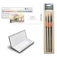 알파 색채 수채화물감 + 수채팔레트 20칸 + 수채화붓 3종 세트, 20색 문구/오피스/미술/화방용품 반품 최저가 31,770원