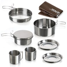 퀸센스 IH 인덕션 듀엣 스텐 원형 코펠 8종 + 보관주머니 세트, 1세트 스포츠/레저/캠핑전문관 반품 최저가 14,070원