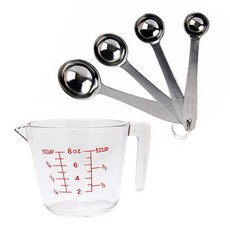 쿡차미 스텐 계량 스픈 4종세트 + 투명 계량 컵 250ml 세트, 1세트 undefined/undefined 반품 최저가 4,870원