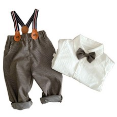 아이엠베베 유아용 버킹검 정장 셔츠 + 바지 + 타이 + 멜빵끈 세트 출산/유아동/유아동패션 반품 최저가 14,010원