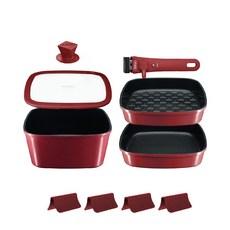 보오글 인덕션 프라이팬 세트 3개, 벨벳버건디, 프라이팬 22cm + 그릴팬 22cm + 냄비 22cm + 실리콘 유리뚜껑세트 + 멀티세이프 핸들 + 스크래치 방지패드 4p, 1세트 주방용품/냄비/프라이팬 반품 최저가 152,100원