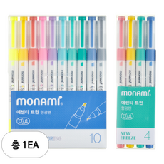 모나미 에센티 트윈 형광펜 10색 + 휴대용 4색, 뉴브리즈, 14개 문구/오피스/학용품/수업준비 반품 최저가 6,810원