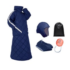 아리코 오토바이 벨벳 방한복 바람막이 프리미엄 + 핸들커버 + 모자 + 자물쇠 + 보관가방 세트, 네이비 자동차용품/오토바이용품 반품 최저가 31,990원