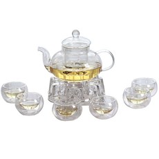 엔에이치비 유리 티포트 세트 600ml, 1세트, 티포트(1P) + 미니잔(6P) + 티워머(1P) 주방용품/커피잔/찻잔 반품 최저가 23,440원