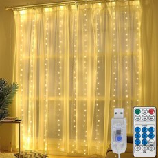LED 와이어전구 USB + 리모컨 커튼형 300구 3 x 3 m, 웜화이트, 1개 홈인테리어/조명/스탠드 반품 최저가 11,100원