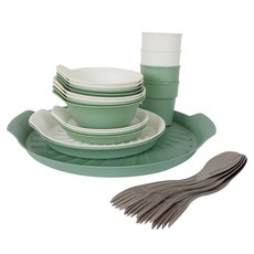 이지앤프리 무드온 플레이트 식기세트 23p, 플라워화이트 + 포레스트그린 + 우드그레이, 1세트 스포츠/레저/캠핑전문관 반품 최저가 14,600원