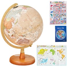 서전지구 브라운 우드받침 행정도 260-BW + 세계전도 + 국기스티커 + 세계국가정보책자, 혼합색상 완구/취미/학습완구/교구 반품 최저가 43,500원
