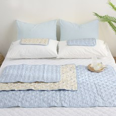 바자르 양면 쿨젤 매트 + 베개 세트, 블루체크, 쿨매트+쿨베개 세트 홈인테리어/침구 반품 최저가 10,110원