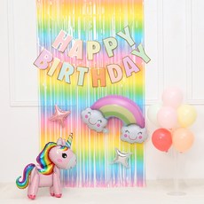 피앤비유니티 유니콘 무지개 파티커튼 풍선세트, 혼합색상, 1세트 출산/유아동/출산준비물/선물 반품 최저가 11,330원