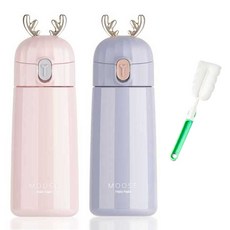 푸코 무스 원터치 보온보냉 텀블러 270ml x 2p + 세척솔 세트, 핑크, 그레이(텀블러), 랜덤발송(세척솔), 1개 주방용품/보온/보냉용품 반품 최저가 18,990원