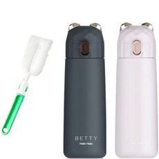 푸코 베티 원터치 텀블러 보온보냉병 2p + 세척솔 세트, 블랙, 라이트핑크(텀블러), 350ml 주방용품/보온/보냉용품 반품 최저가 20,640원