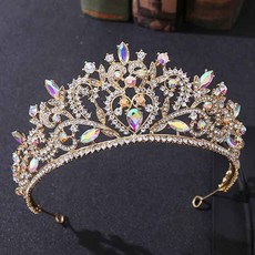 아름답고 화려하고 영롱한 비즈 포인트 셀프웨딩 티아라 asd028, 골드오로라, 1개 문구/오피스/파티/이벤트 반품 최저가 25,810원