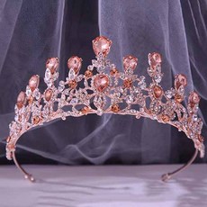 데이먼 깔끔한 왕 비즈 포인트 웨딩 티아라 MNB030, 골드핑크, 1개 문구/오피스/파티/이벤트 반품 최저가 24,200원