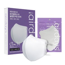에어데이즈 슬림핏 보건용 마스크 엑스트라 대형 KF94, 50개입, 1개, 화이트 생활용품/건강/의료용품 반품 최저가 21,500원