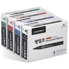 자바펜 생잉크 유성 매직 4종 x 12p 세트, 검정, 파랑, 빨강, 초록, 1세트 문구/오피스/필기류 반품 최저가 15,750원