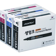 자바펜 생잉크 유성 매직 3종 x 12p 세트, 검정, 파랑, 빨강, 1세트 문구/오피스/필기류 반품 최저가 5,050원
