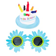 파티쇼 케익모자 + 데이지플라워 안경 세트, 블루, 1세트 문구/오피스/파티/이벤트 반품 최저가 4,500원