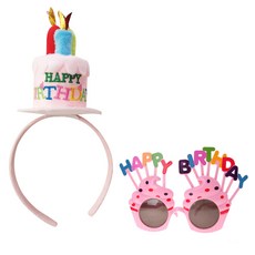 파티공구 케익모자머리띠 + 생일머핀 안경 세트, 핑크, 1세트 완구/취미/역할놀이 반품 최저가 3,810원