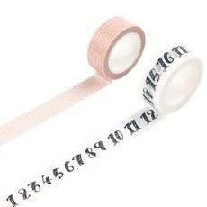 인필미 라이프스타일 디자인마스킹테이프 세트 15mm x 7m, 02격자 + 08넘버, 1세트 문구/오피스/학용품/수업준비 반품 최저가 2,800원