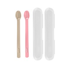 에디슨 실리콘 이유식 스푼 앤 케이스 1단계 2종 세트, 베이지 + 핑크, 1세트 출산/유아동/이유용품/유아식기 반품 최저가 6,470원