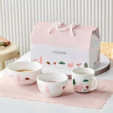 모던하우스 도자기 3종 세트, 마이래빗, 공기 + 대접 + 머그, 1세트 출산/유아동/이유용품/유아식기 반품 최저가 7,000원