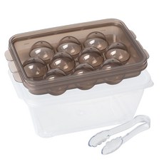 나누담 원형 아이스볼 트레이 10구 + 얼음통 + 집게 세트, 02투명블랙, 1세트 주방용품/밀폐저장/도시락 반품 최저가 7,600원