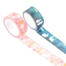 일본풍 일러스트 마스킹 테이프세트 15mm x 7m, 01꽃과토끼 + 15달과토끼, 2개 문구/오피스/학용품/수업준비 반품 최저가 2,970원