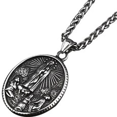 JNJ 마리아 타원형 티타늄 스틸 펜던트 목걸이, 실버, 1개 완구/취미/수집품 반품 최저가 14,600원