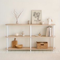 메종드꼼마 베스토 선반거실장, 우드화이트, 3단 홈인테리어/선반/정리대 반품 최저가 52,280원