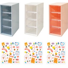 인디케이 내맘대로 미니 서랍 3종 + 스티커 3p 세트, 4단, 핑크, 블루, 화이트 문구/오피스/사무용품 전문관 반품 최저가 4,460원