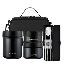 텀스 샤인 보온 도시락 3p + 파우치 가방 + 수저 세트, 1개, 블랙 주방용품/보온/보냉용품 반품 최저가 37,220원