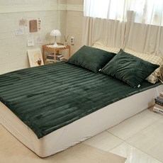 바자르 타임 솔리드 5mm 장모 극세사 도톰 밴딩 패드, 딥그린 홈인테리어/FW 침구샵 반품 최저가 57,800원