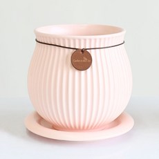 도시정원 모던 줄무늬 단지 도자기 화분 + 받침 세트, 핑크, 1개 홈인테리어/원예/가드닝 반품 최저가 10,550원