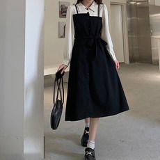 메이첼 페이크 셔츠 일체형 카라 리본 원피스 01595 빅사이즈 포함 패션의류/잡화/여성패션 반품 최저가 5,830원