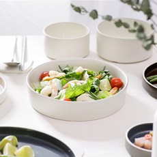 윤도자기 차곡 샐러드 파스타볼 4종 세트, 딥브라운, 챠콜, 딥그린, 아이보리, 1세트 주방용품/1인가구 주방용품 반품 최저가 16,940원
