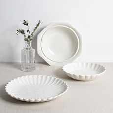 시라쿠스 네이처 프리즈 유광 1인 양식 3종 세트, 화이트, 1세트, 접시 L + 찬기 L + 팔각 파스타볼 24cm 주방용품/접시/플레이트 반품 최저가 43,310원