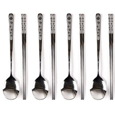 윌리브 국산 스텐 클로버 수저세트, 실버, 숟가락 + 젓가락, 4세트 주방용품/수저/커트러리 반품 최저가 9,110원