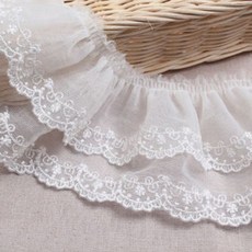 이단주름 망사자수레이스 폭 8.5cm X 220cm, 백아이보리, 1개 홈인테리어/수예/수선 반품 최저가 17,100원