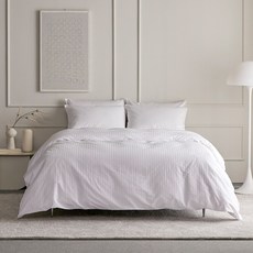 바운티풀 60수 스트라이프 호텔 이불커버, 화이트 홈인테리어/FW 침구샵 반품 최저가 49,050원