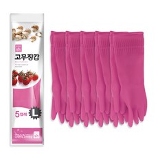 명진 식품용 고무장갑 양손 5켤레, 분홍, 대(L), 1세트 생활용품/주방수납/잡화 반품 최저가 6,570원