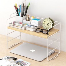 탁상용 철제 책꽂이 데스크테리어 책상선반, 우드 + 화이트 문구/오피스/사무용품 전문관 반품 최저가 8,580원
