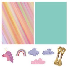 인디케이 유니콘의 무지개 포장지 15p + 상상의 나라 유니콘 텍 5종 15p + 샌드골드 금사 2p 세트, 혼합색상, 1세트 문구/오피스/데코/포장용품 반품 최저가 4,420원