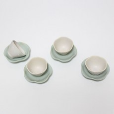 달소금 국산 도자기 홍차잔 무광 파스텔 꽃잎 찻잔 세트, 민트, 4세트 주방용품/커피잔/찻잔 반품 최저가 19,970원