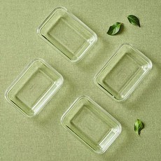 글라스락 한상차림 사각접시, 4개, 단품, 투명 주방용품/접시/플레이트 반품 최저가 9,990원